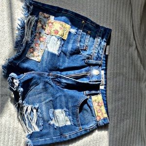 Custom Floral Jean Shorts